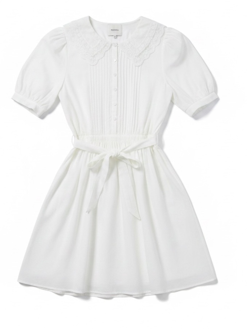 Reformation Summer White Cotton Lace-Collar Dress